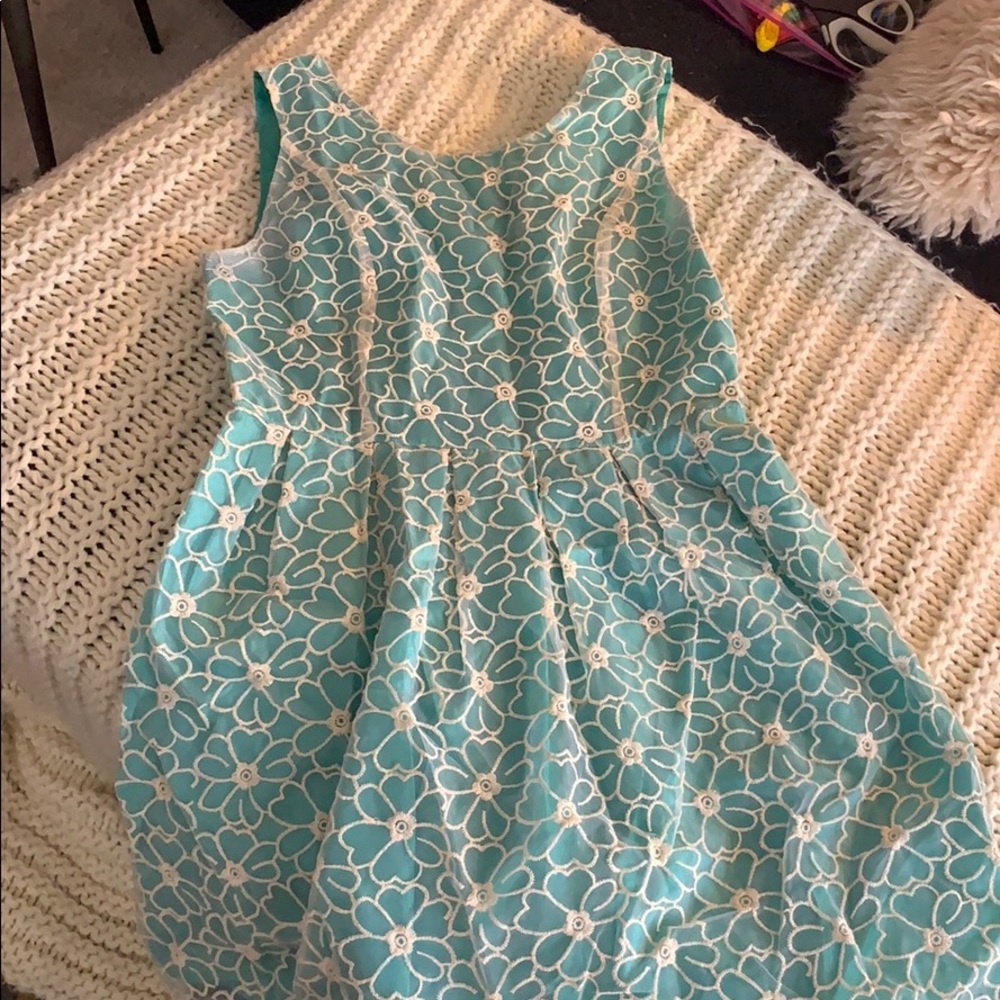 Mint Green Floral Overlay Dress 👗